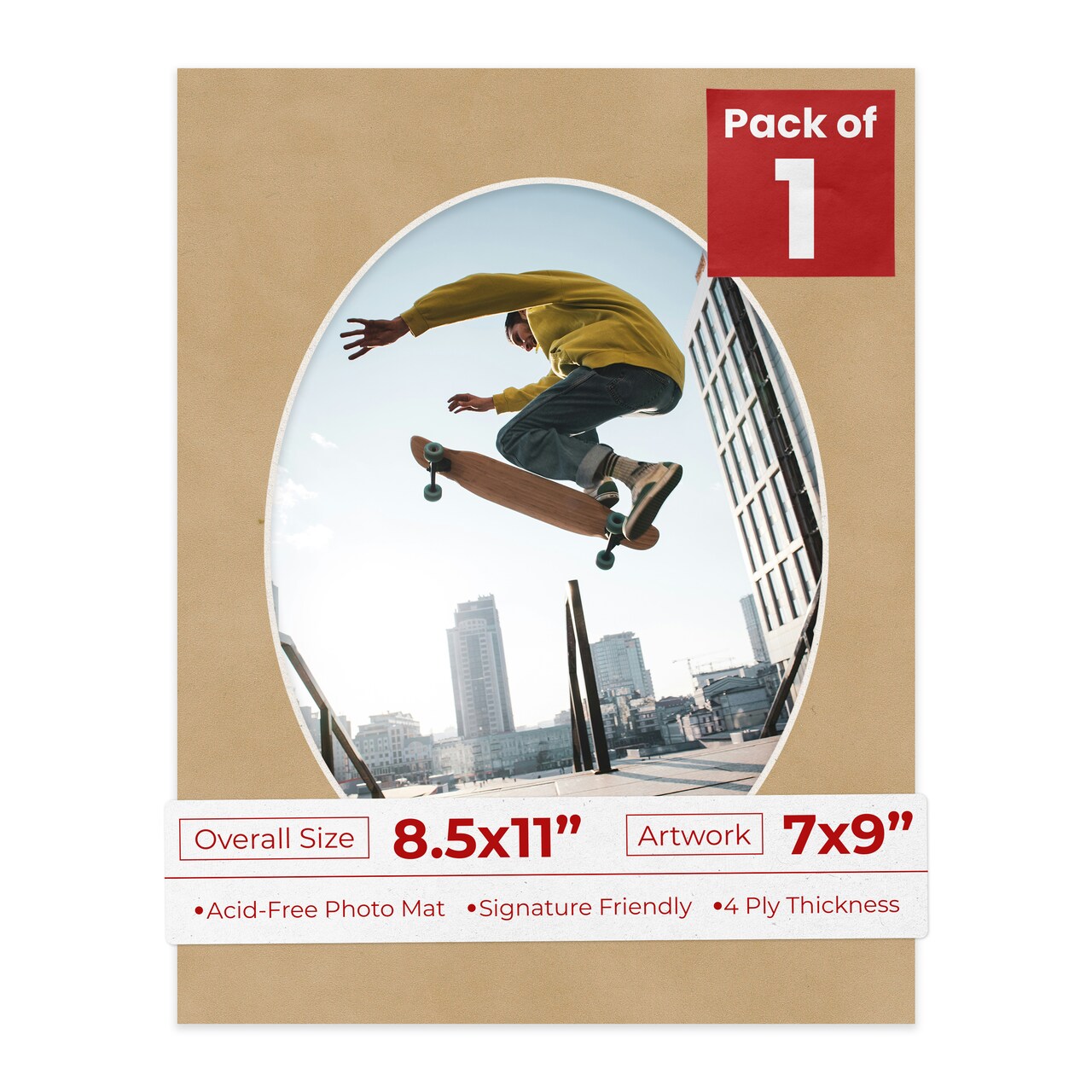 Beige Suede Mat Board for 8.5x11 Frames - Oval Opening for 7x9 Photos